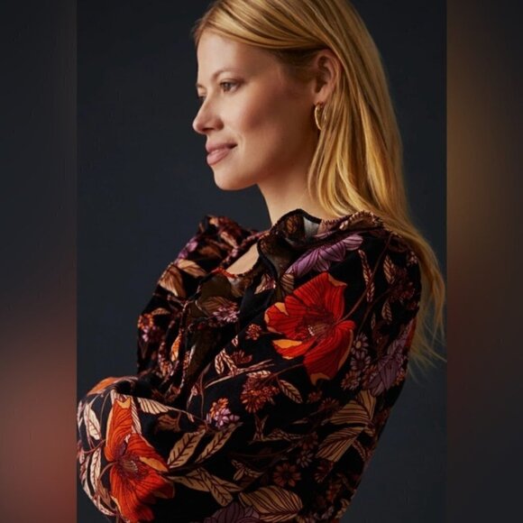 Anthropologie, Women’s Pilcro Tiered Corduroy Dress - Black Motif. Size: S. NWT - Picture 10 of 10